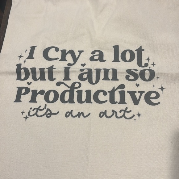 Taylor Swift “I Cry A Lot But I Am So Productive” Canvas Tote Bag - Picture 3 of 4